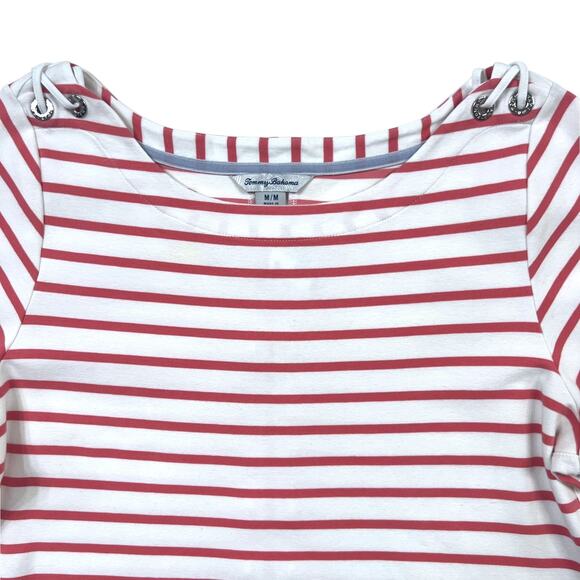 Tommy Bahama Size M Cotton Blend Jovanna Stripe Short Sleeve Dress Beach Casual - Picture 4 of 11
